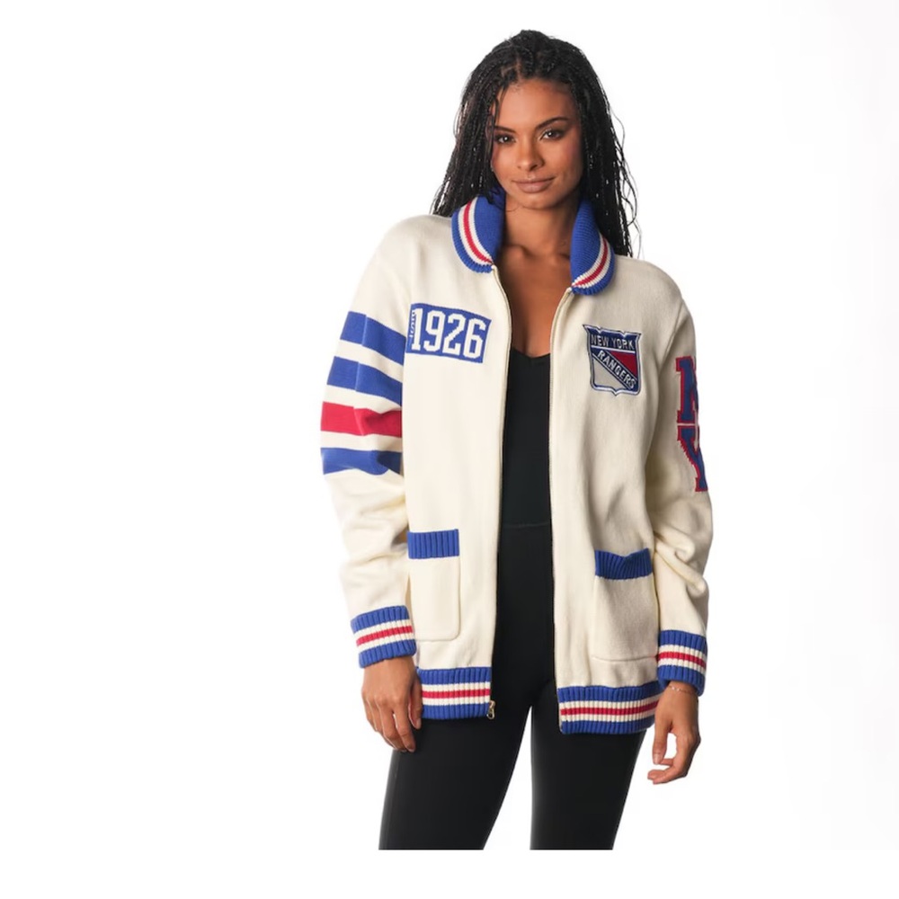 Brand New Unisex New York Rangers Cream Jacquard Sweater Size Large